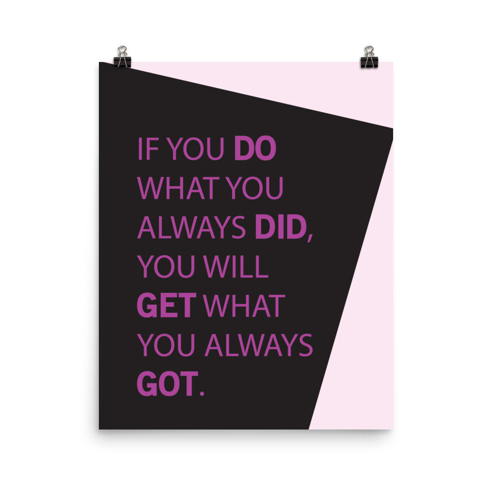 If you do what you always did, you will get what you always got -  Sustainably Made Home & Office Motivational Wall Posters.