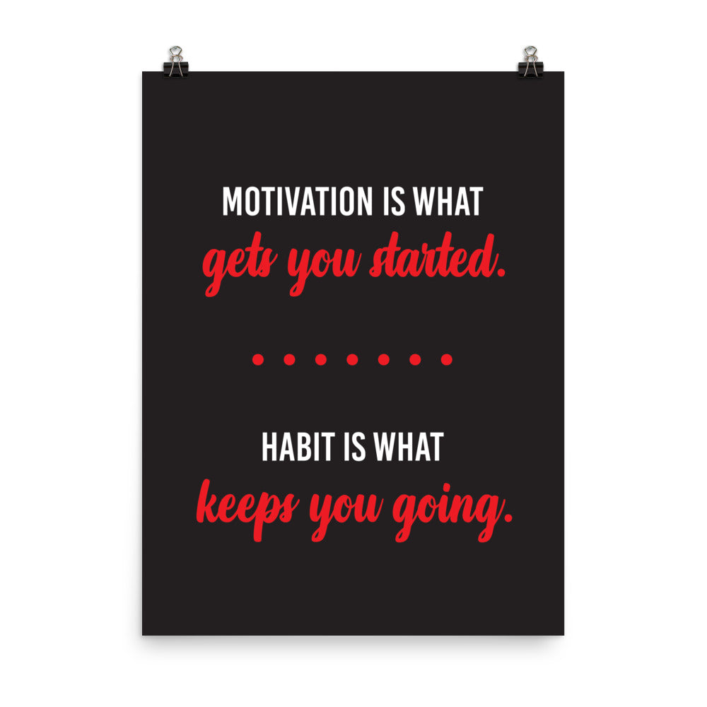 Motivation is what get you started. Habit is what keeps you going -  Sustainably Made Home & Office Motivational Wall Posters.