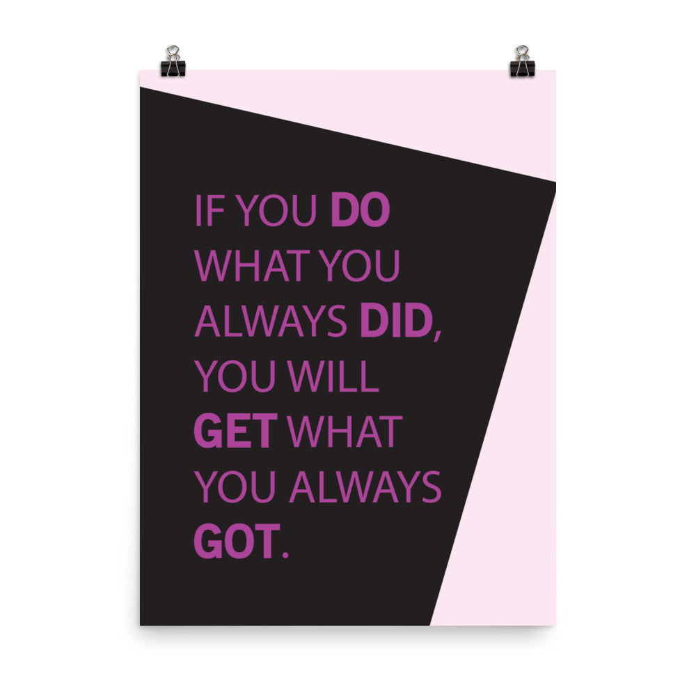 If you do what you always did, you will get what you always got -  Sustainably Made Home & Office Motivational Wall Posters.