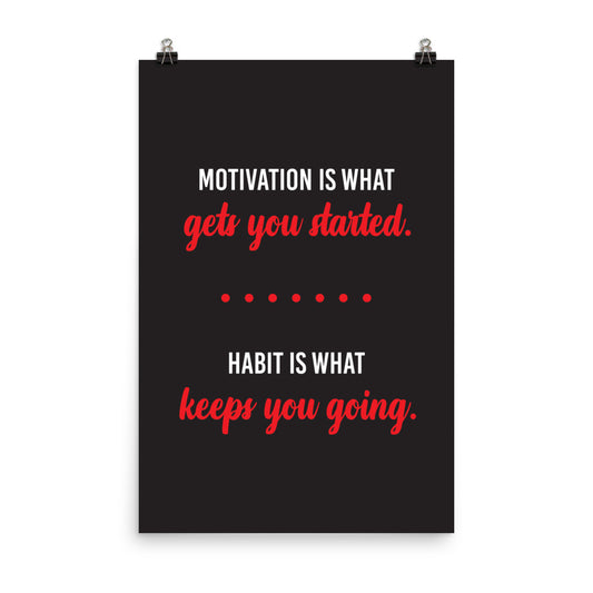Motivation is what get you started. Habit is what keeps you going -  Sustainably Made Home & Office Motivational Wall Posters.
