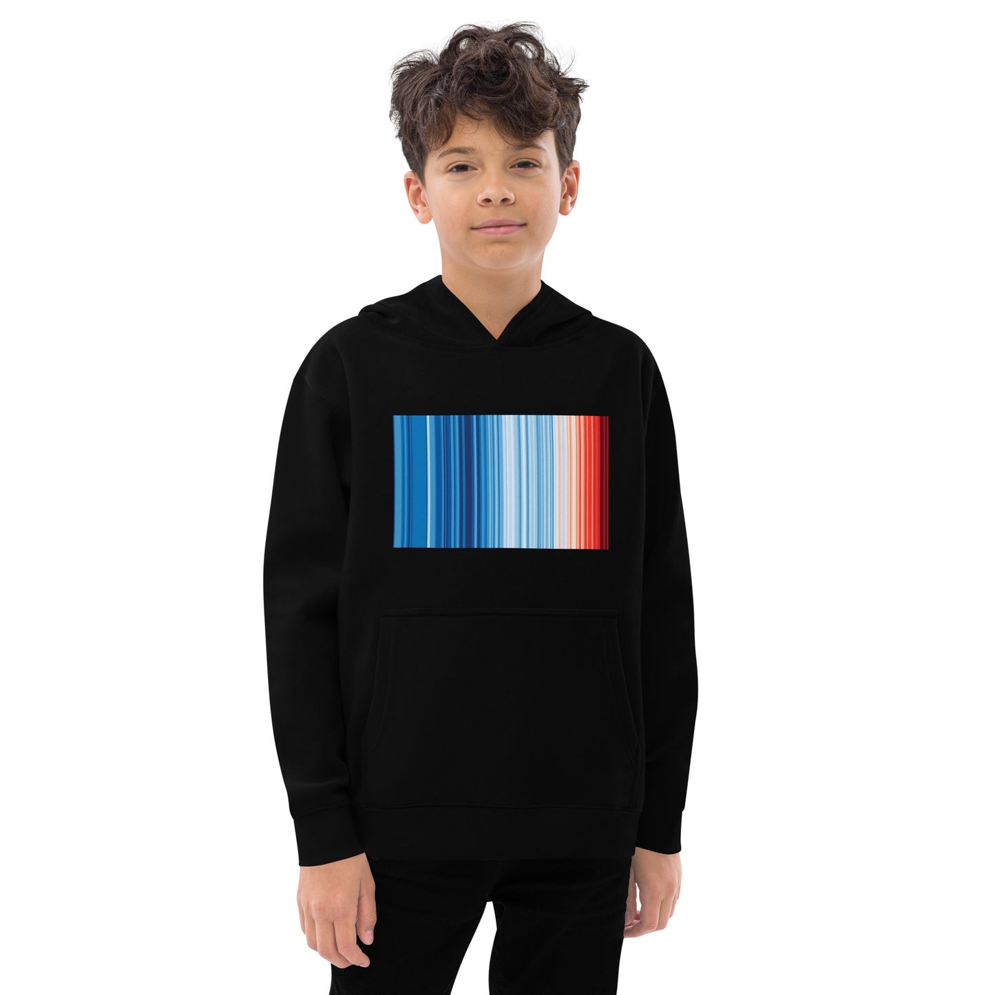 Climate Change Global Warming Stripes - Sustainably Made Kid's Hoodie
