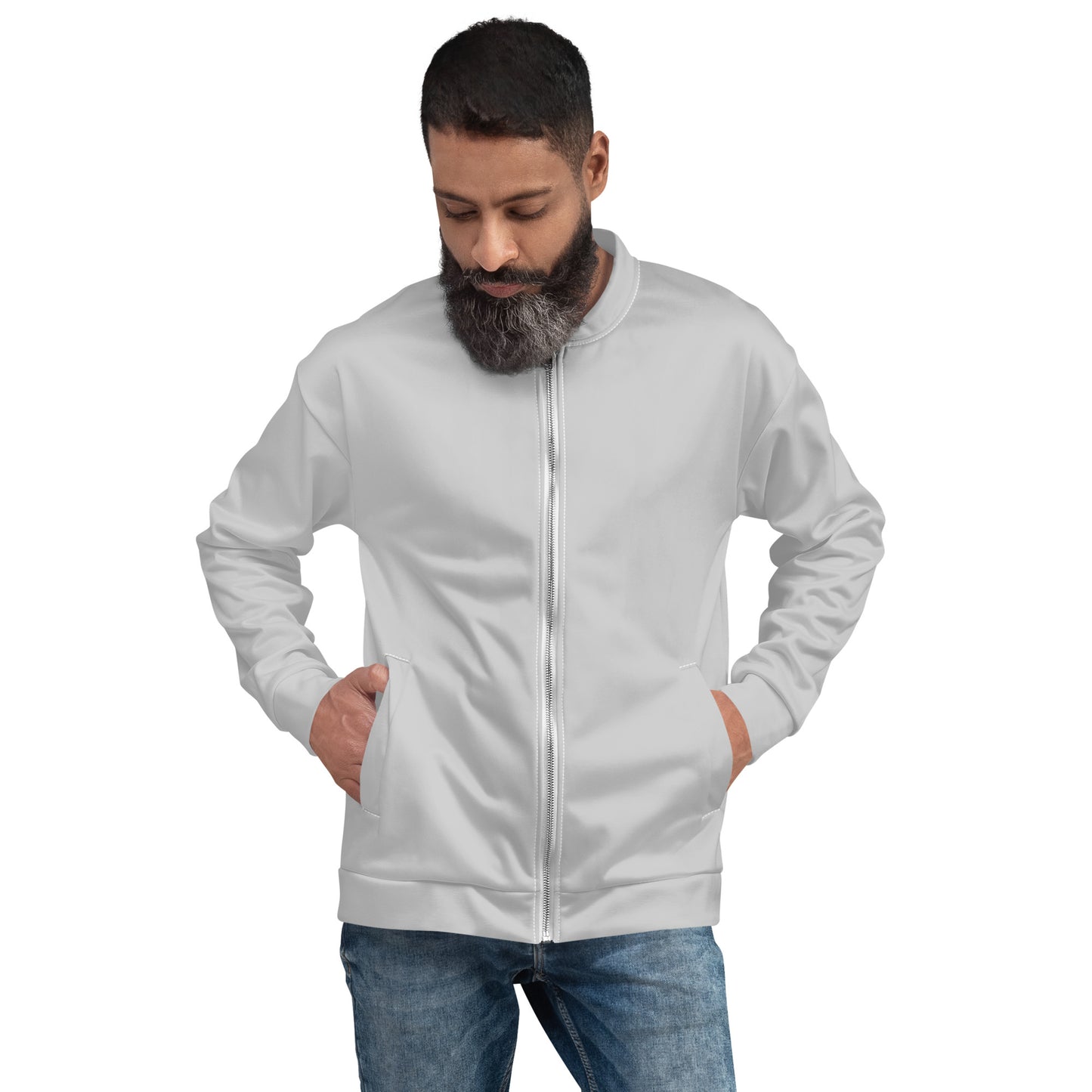 Basic light blue sustainably made bomber jacket