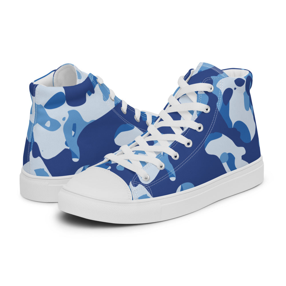Blue Camo - Sustainably Made Men's High Top Canvas Shoes