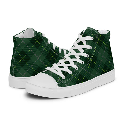 Deep Forest Tartan - Sustainably Made Men's High Top Canvas Shoes