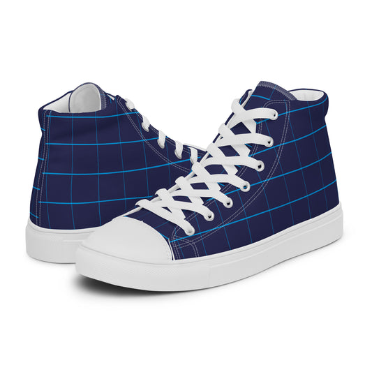 Grid Dimension - Sustainably Made Men's High Top Canvas Shoes