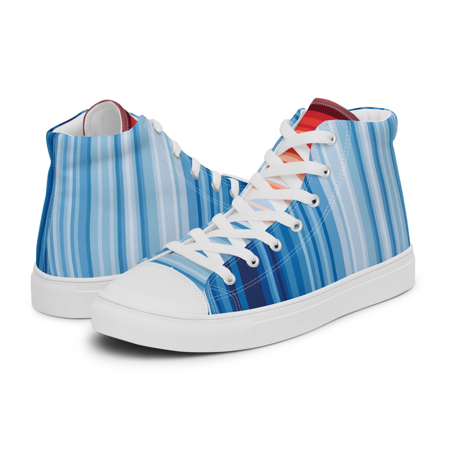 Climate Change Global Warming Stripes - Sustainably Made Men’s high top canvas shoes