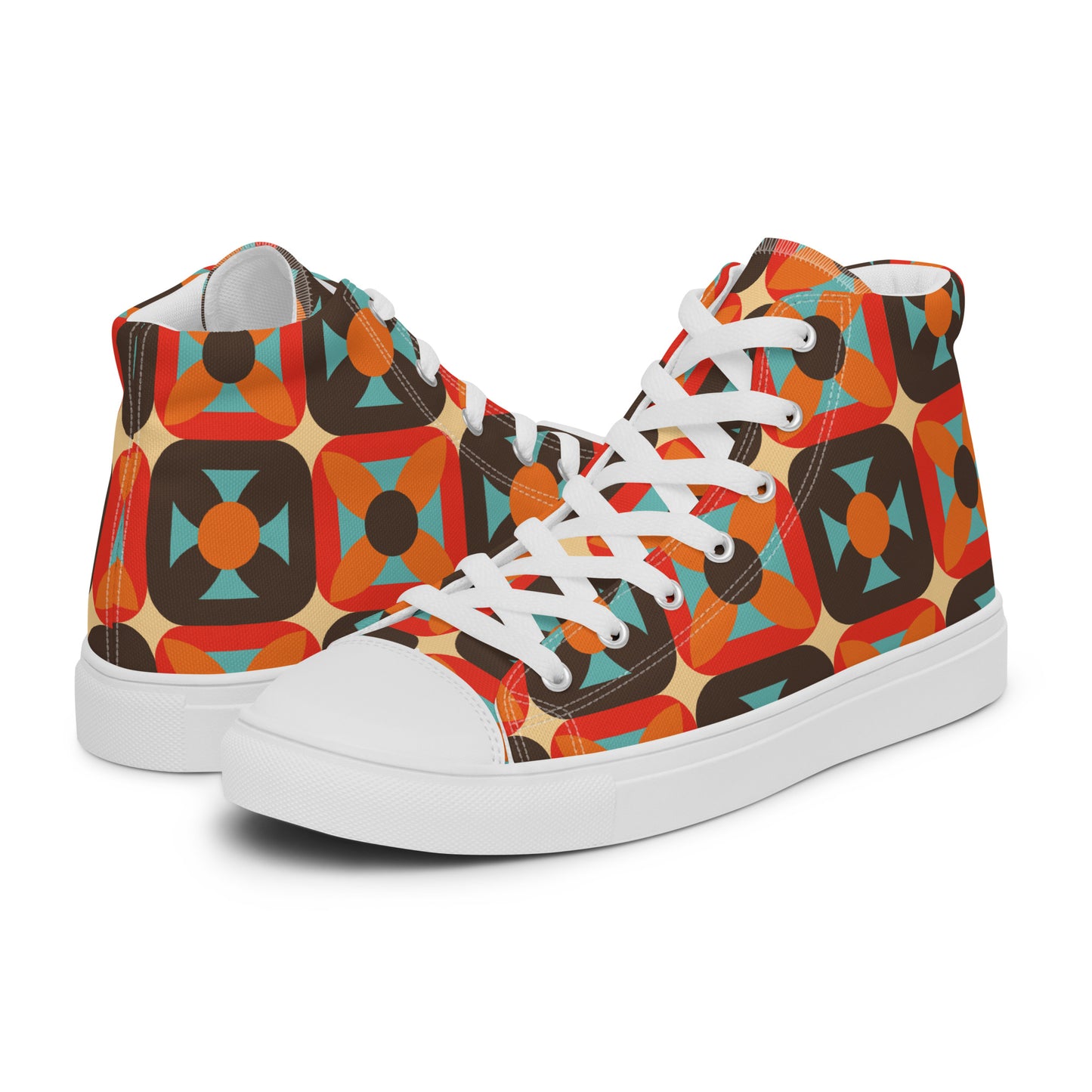 Retro Block - Sustainably Made Men’s high top canvas shoes
