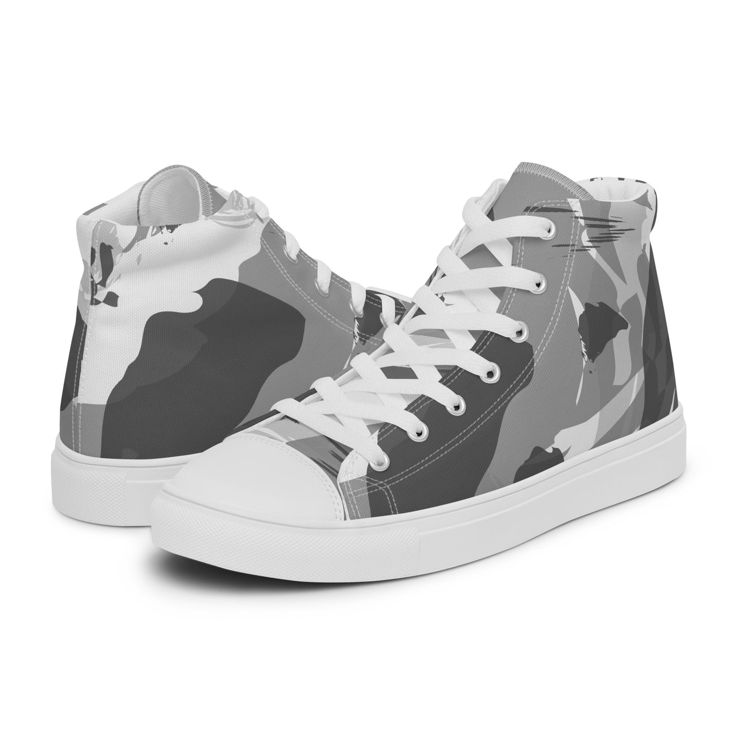 Snow Camo- Sustainably Made Men’s high top canvas shoes