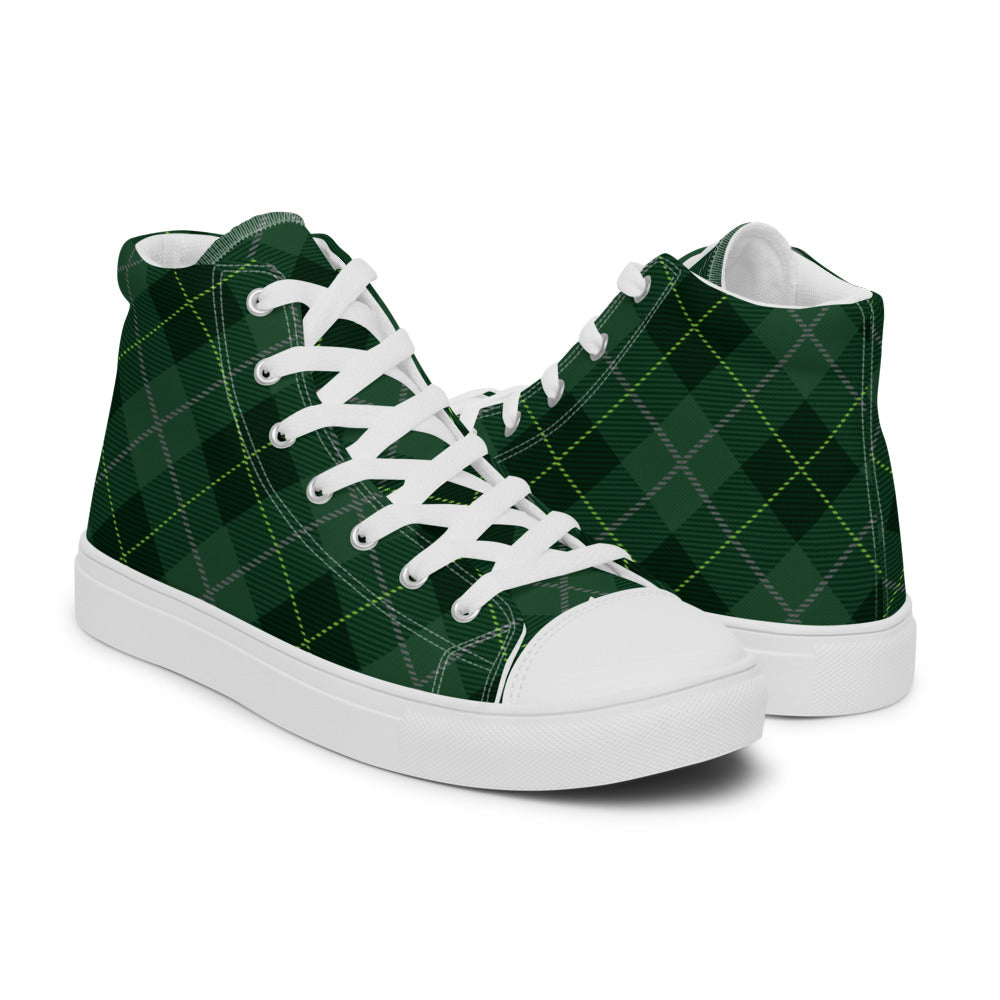 Deep Forest Tartan - Sustainably Made Men's High Top Canvas Shoes