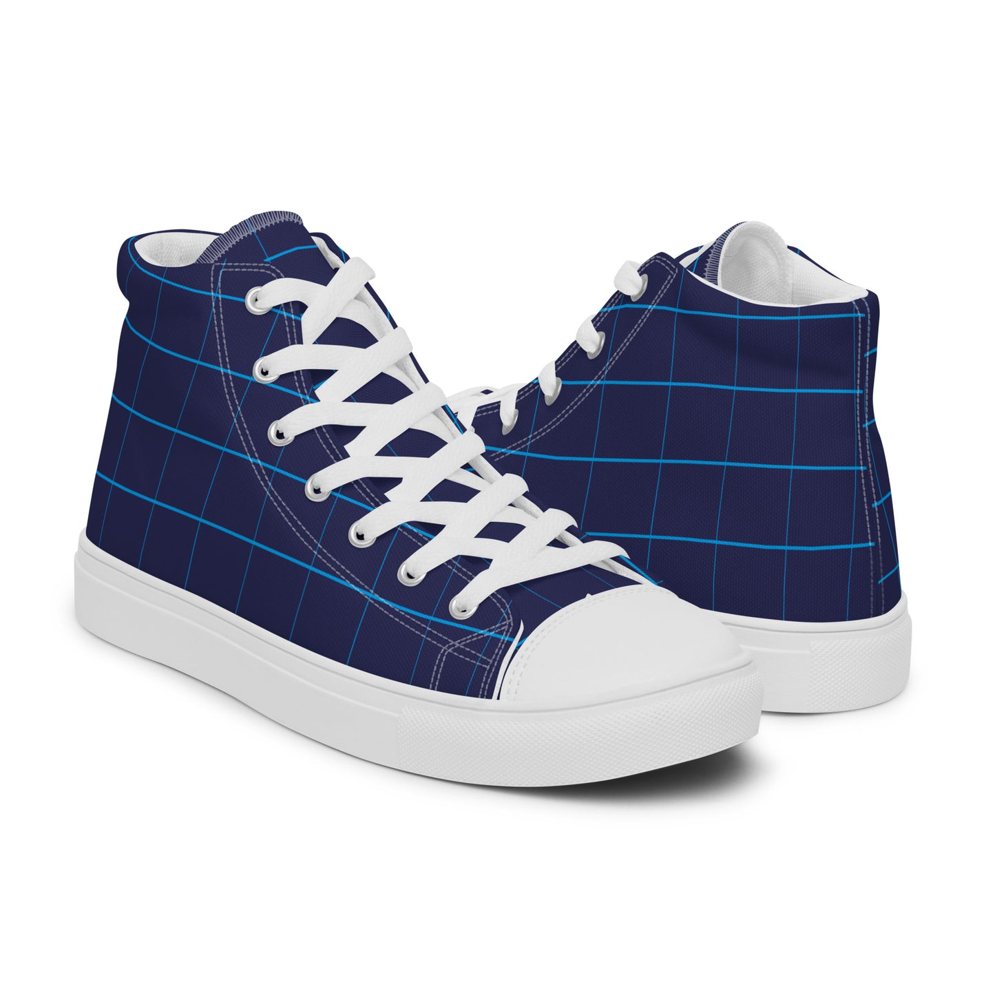 Grid Dimension - Sustainably Made Men's High Top Canvas Shoes