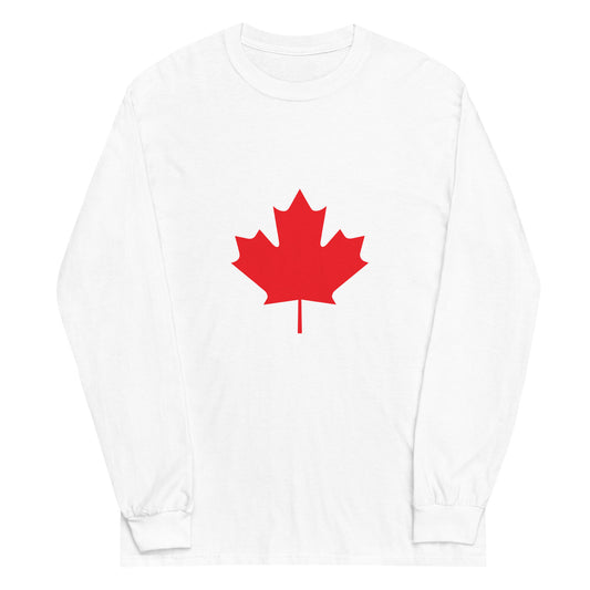 Canada Flag - Sustainably Made Long Sleeve Tee White