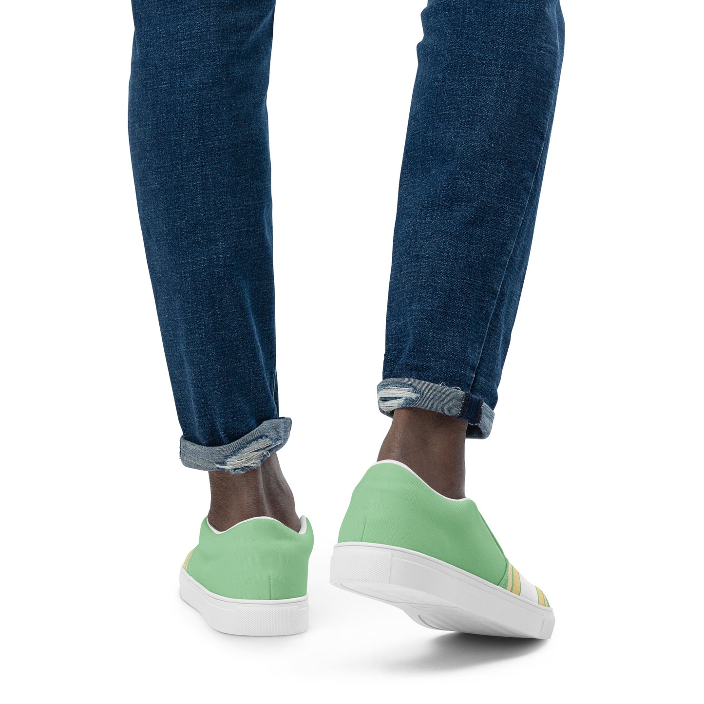 Mint Horizontal - Sustainably Made Men's Slip-On Canvas Shoes