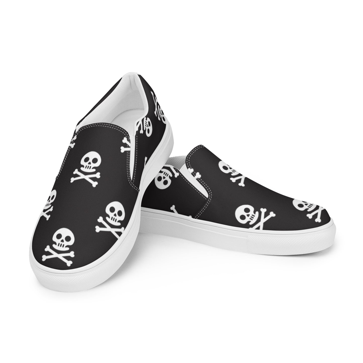 Black Skull - Sustainably Made Men's Slip-On Canvas Shoes