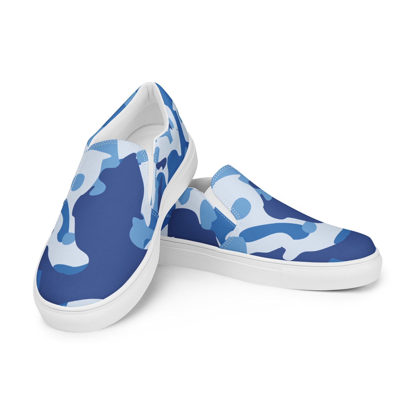 Blue Camo - Sustainably Made Men's Slip-On Canvas Shoes