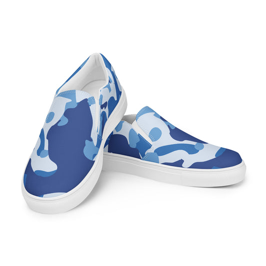 Blue Camo - Sustainably Made Men's Slip-On Canvas Shoes