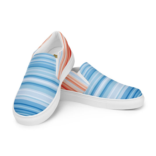 Climate Change Global Warming Stripes - Sustainably Made Men’s slip-on canvas shoes