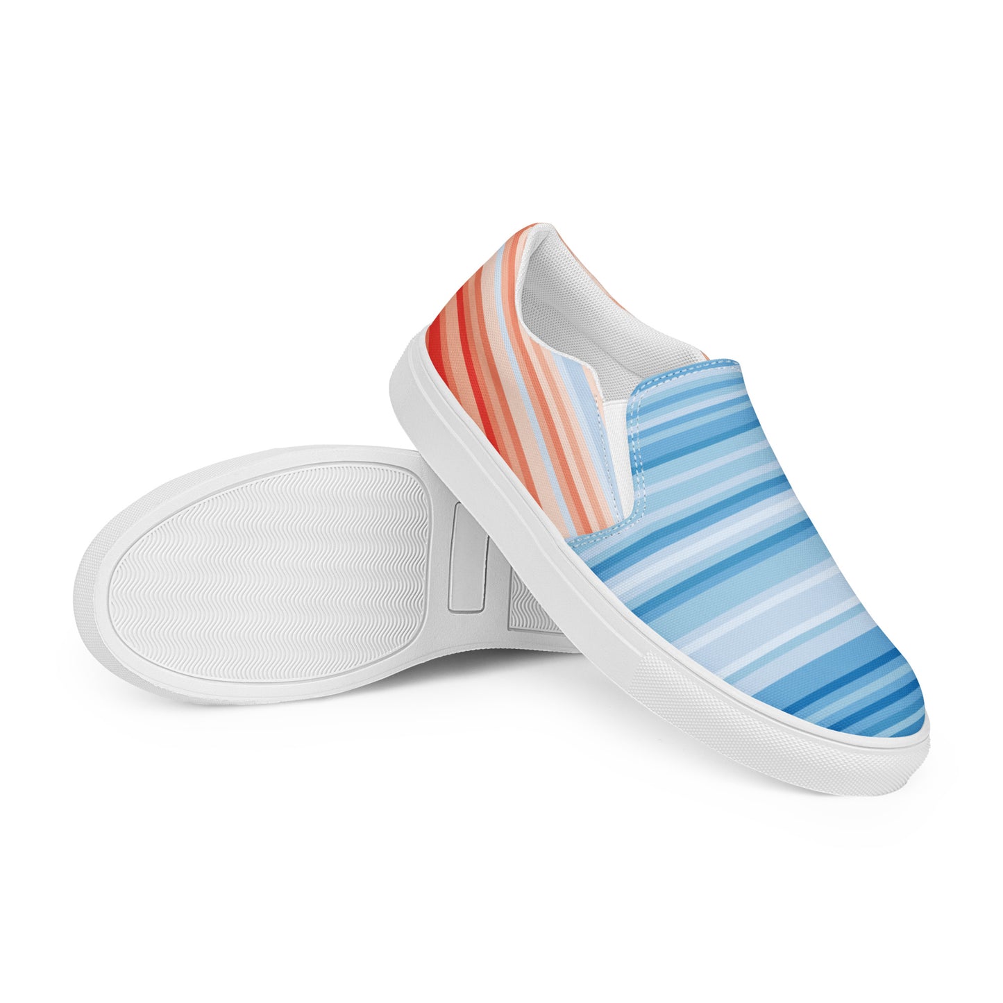 Climate Change Global Warming Stripes - Sustainably Made Men’s slip-on canvas shoes