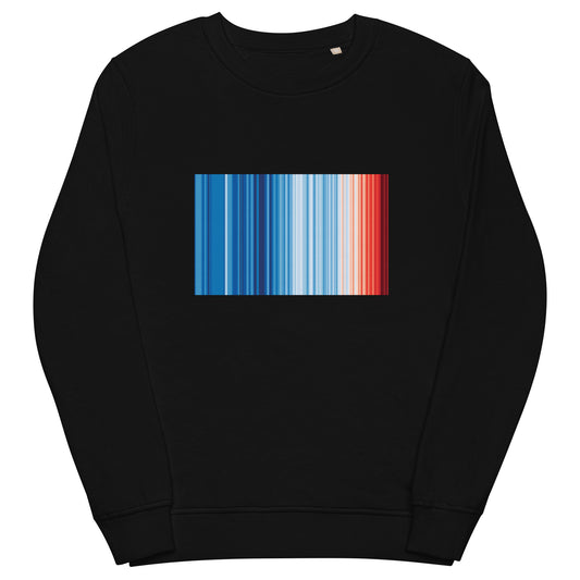 Climate Change Global Warming Stripes - Sustainably Made Black Sweatshirt