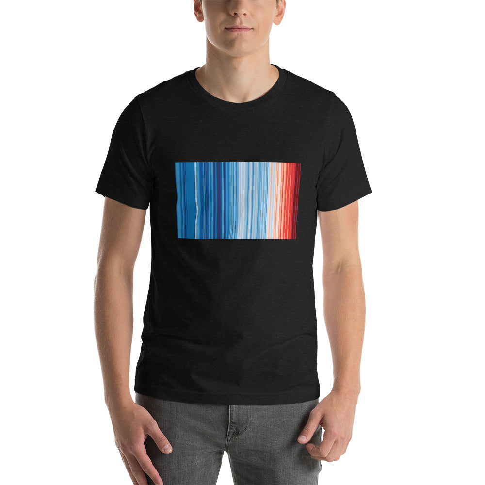 Climate Change Global Warming Stripes - Sustainably Made Men's Black & White T-shirt