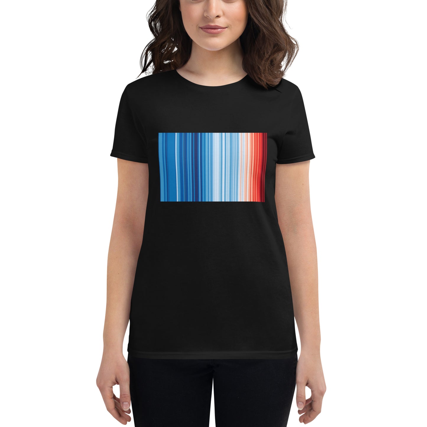 Climate Change Global Warming Stripes - Sustainably Made Women's Black & White T-shirt