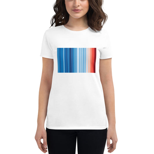 Climate Change Global Warming Stripes - Sustainably Made Women's Black & White T-shirt