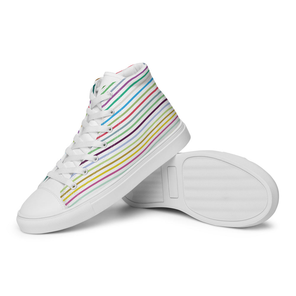 Neon Lines - Sustainably Made Women's  High Top Canvas Shoes