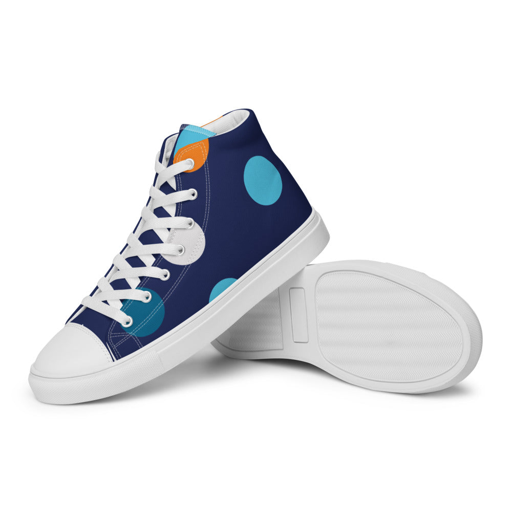 Colorful Polka Dots - Sustainably Made Women's  High Top Canvas Shoes