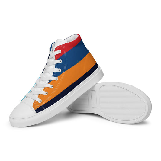 Color Stripes - Sustainably Made Women's  High Top Canvas Shoes