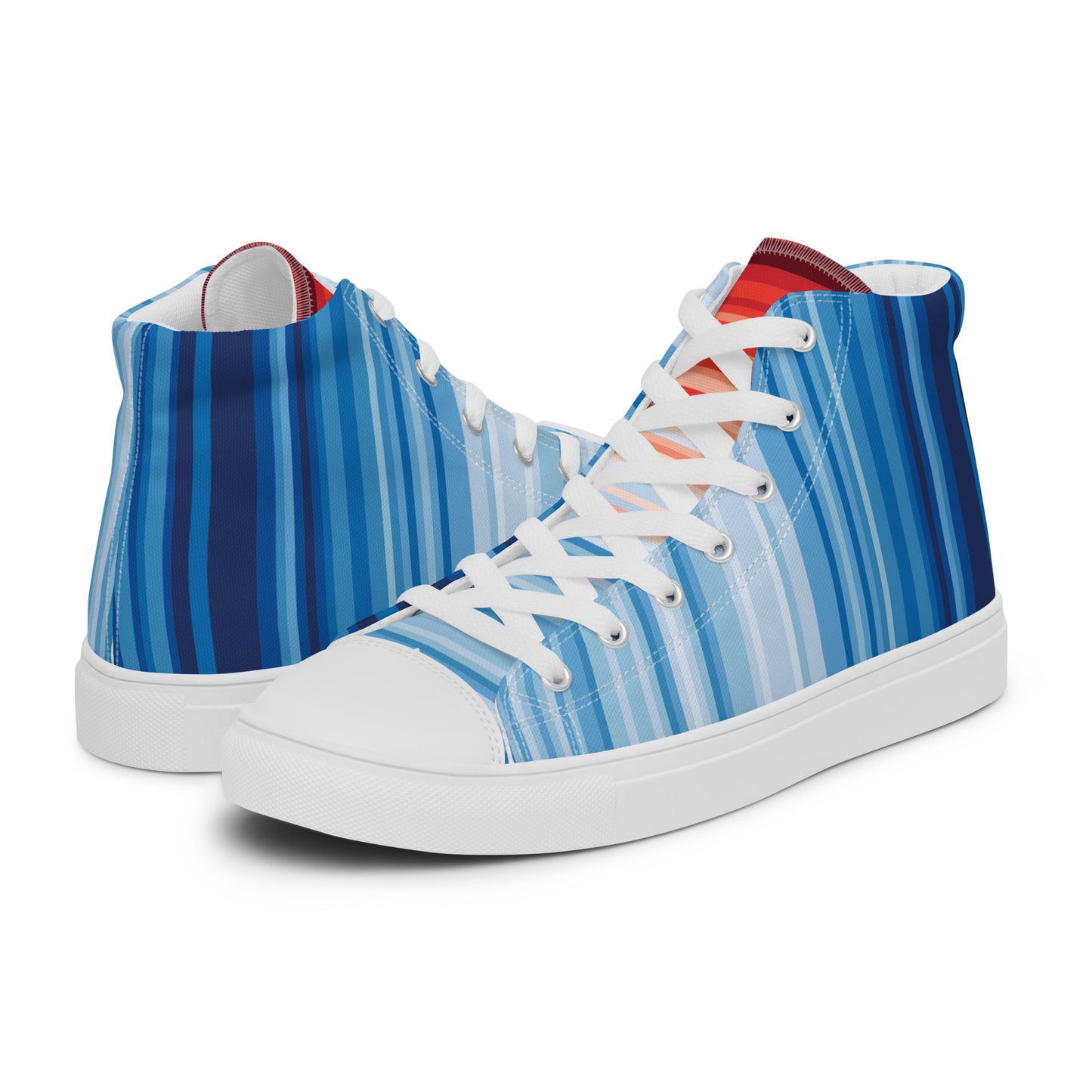 Climate Change Global Warming Stripes - Sustainably Made Women’s high top canvas shoes