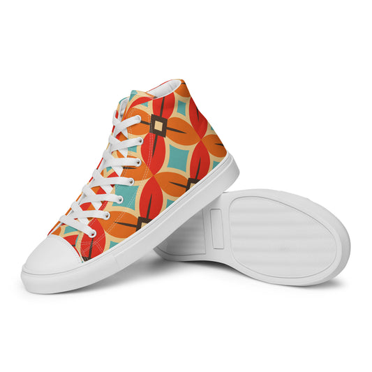 Retro Flower - Sustainably Made Women’s high top canvas shoes