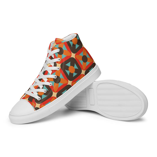 Retro Block - Sustainably Made Women’s high top canvas shoes