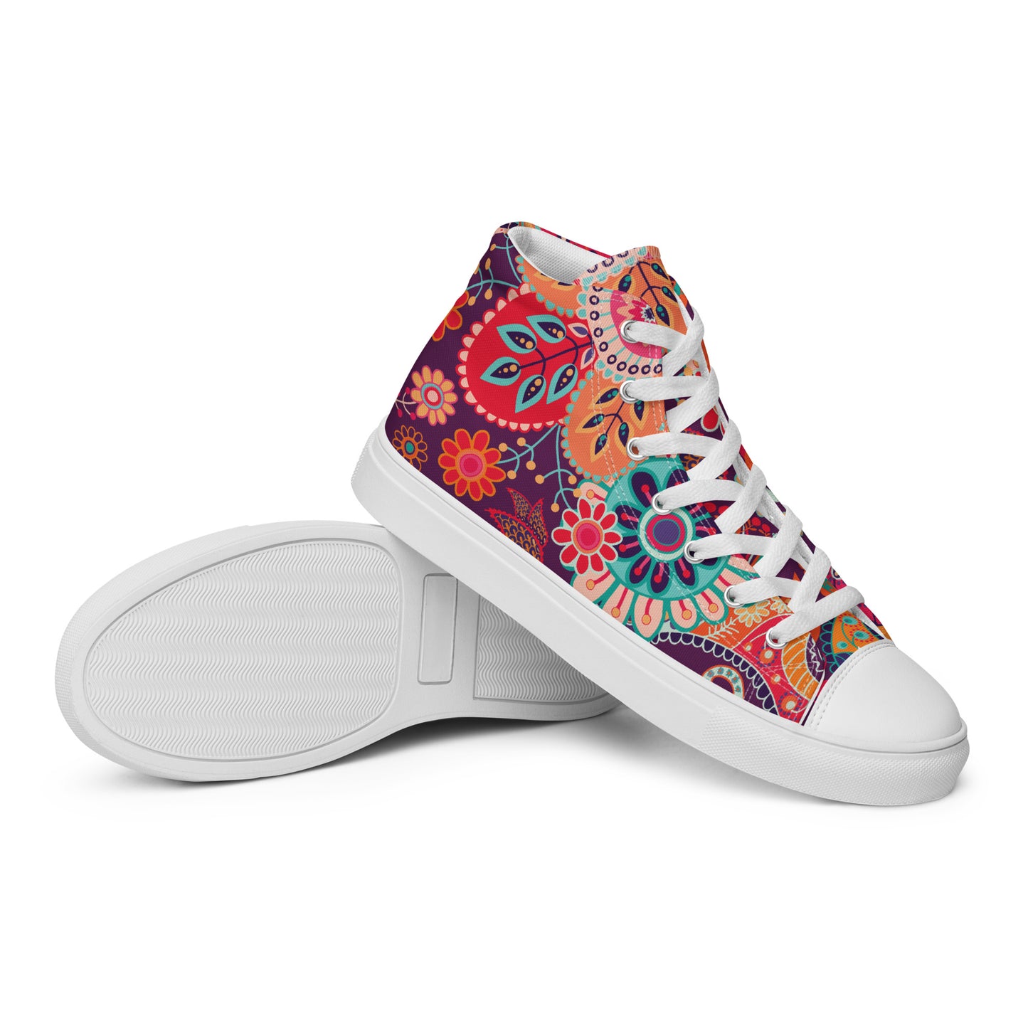 Floral Orange Tribe - Women’s high top canvas shoes