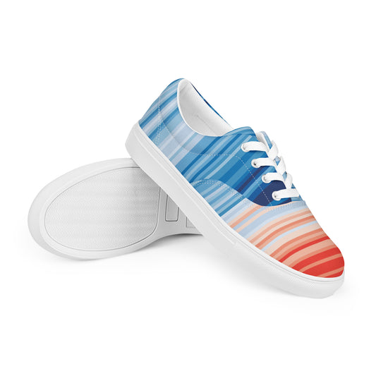 Climate Change Global Warming Stripes - Sustainably Made Women’s lace-up canvas shoes