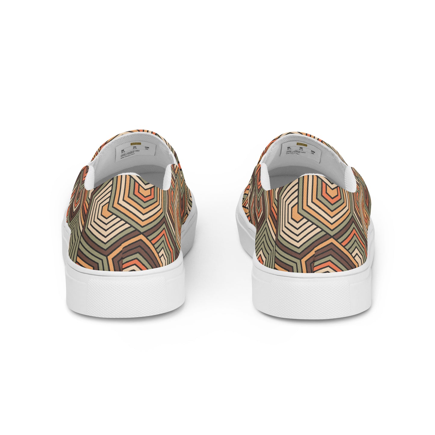 Hexagonal Retro Pattern - Women’s slip-on canvas shoes
