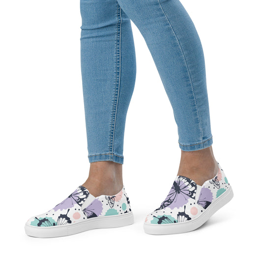 Butterflies - Sustainably Made Women's  Slip-On Canvas Shoes