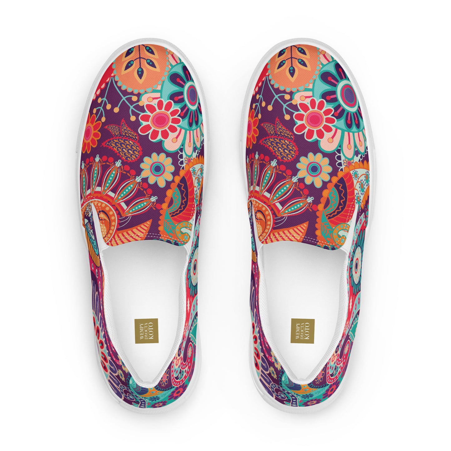 Floral Orange Tribe - Women’s slip-on canvas shoes