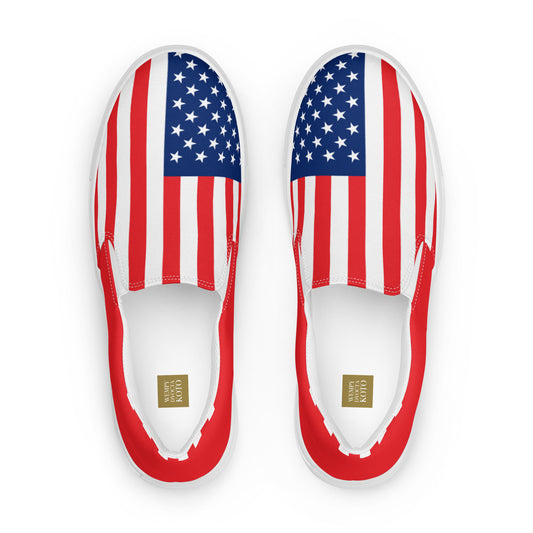 U.S.A Flag - Sustainably Made Women’s slip-on canvas shoes