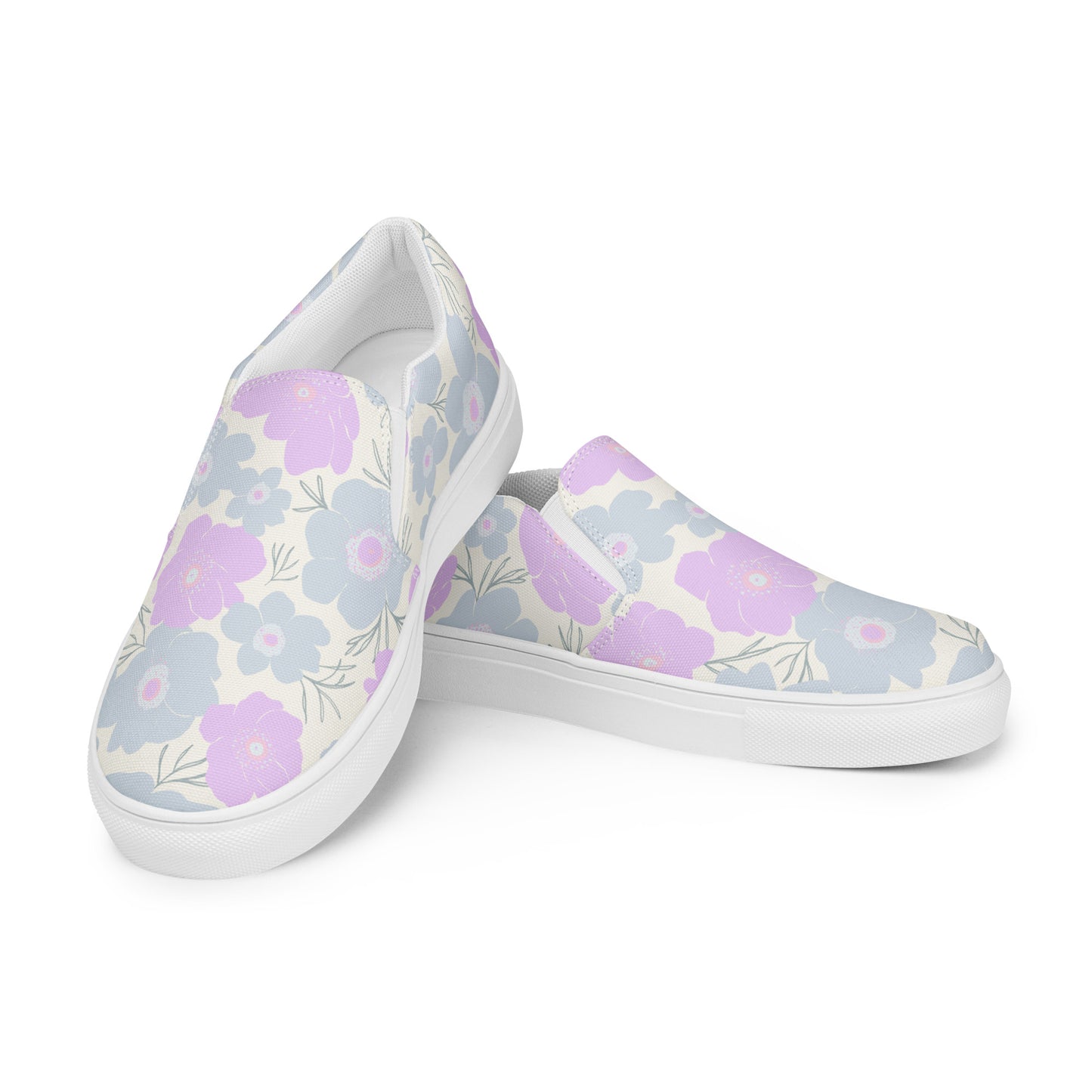 Pastel Floral - Sustainably Made Women's  Slip-On Canvas Shoes