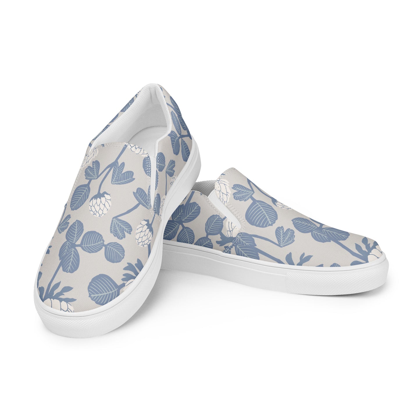 Grey Floral - Sustainably Made Women's  Slip-On Canvas Shoes