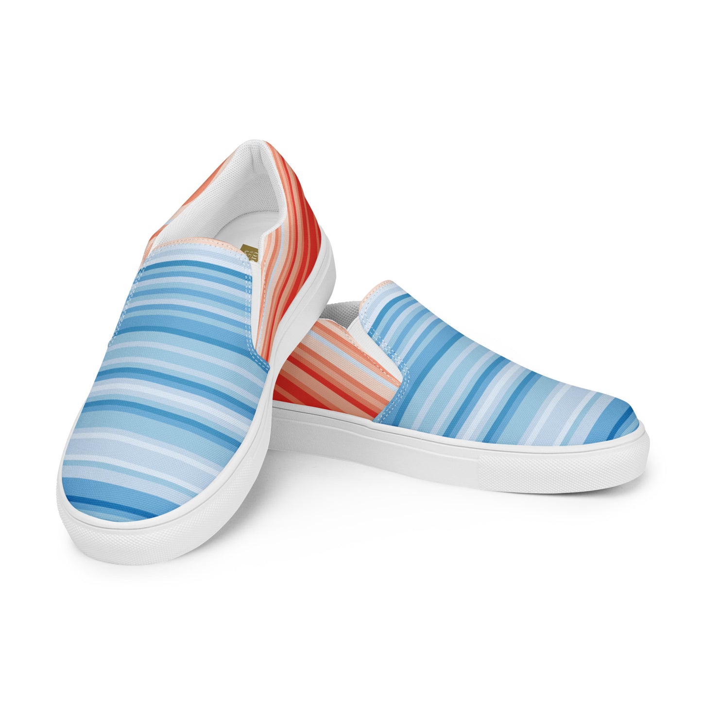 Climate Change Global Warming Stripes - Sustainably Made Women’s slip-on canvas shoes