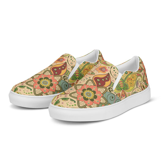 Floral tribe - Women’s slip-on canvas shoes
