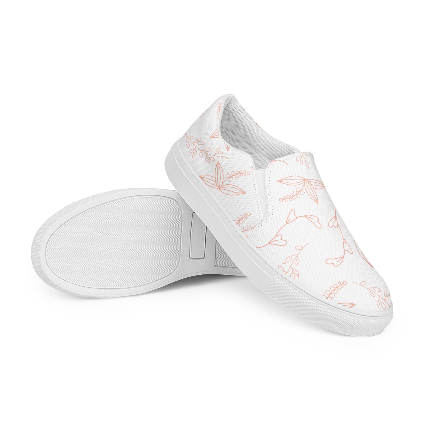 White Floral - Sustainably Made Women's  Slip-On Canvas Shoes