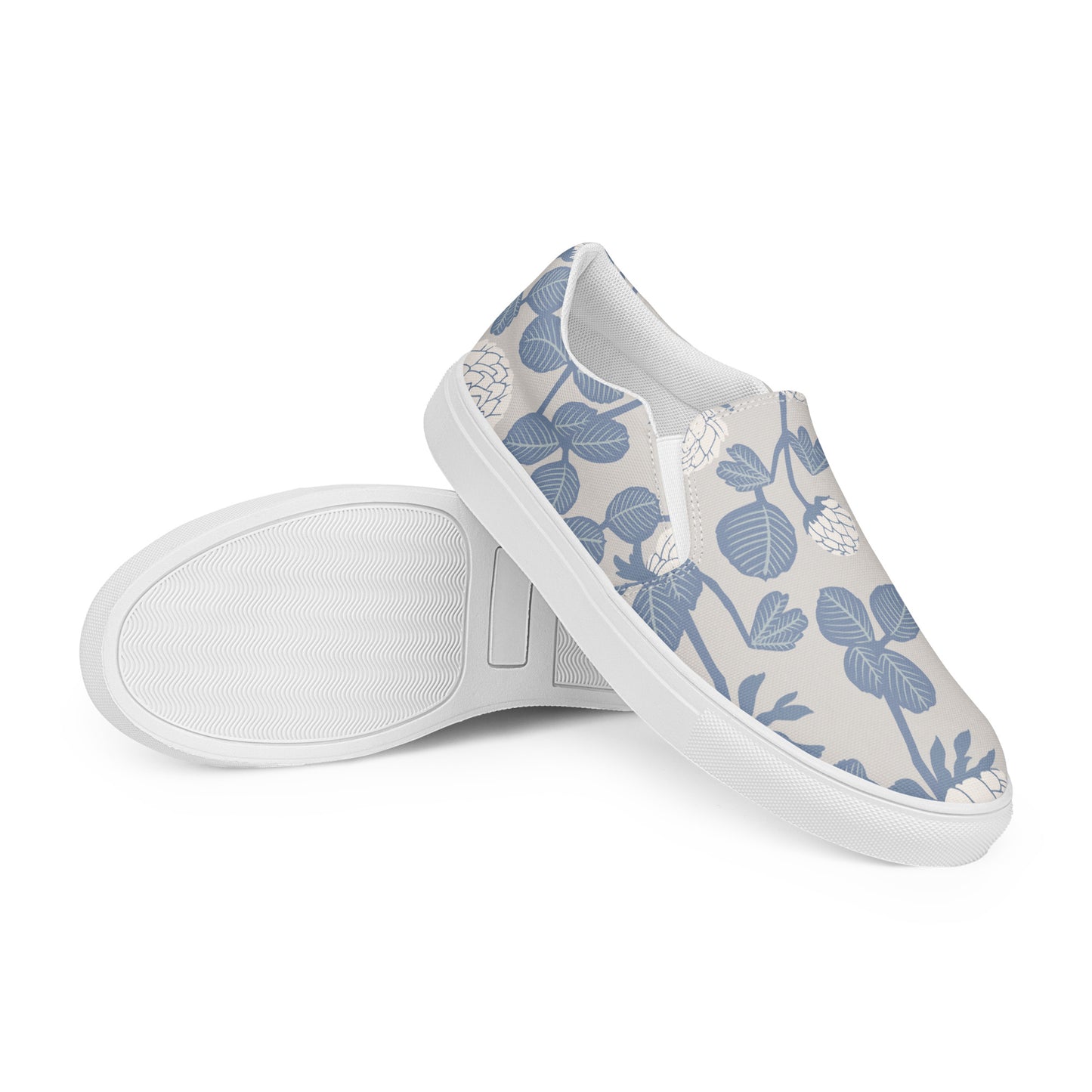 Grey Floral - Sustainably Made Women's  Slip-On Canvas Shoes