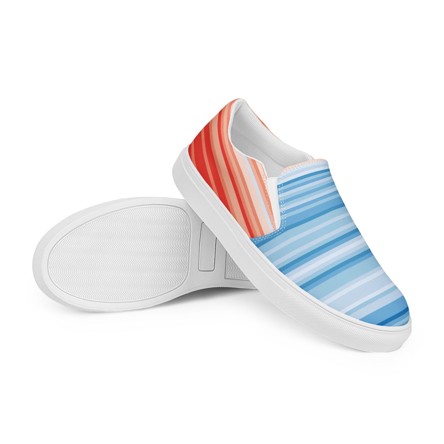 Climate Change Global Warming Stripes - Sustainably Made Women’s slip-on canvas shoes