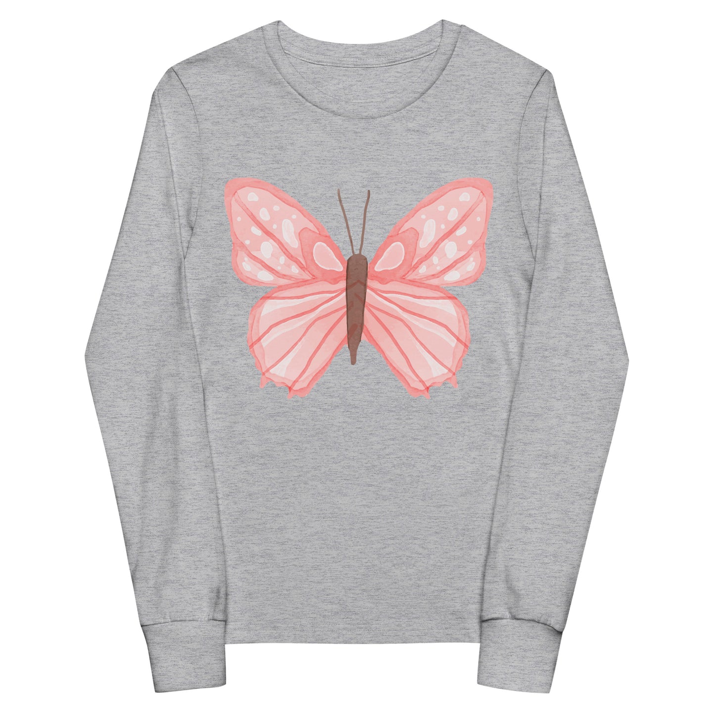 Pink Butterfly - Sustainably Made Kids Long Sleeve T-shirt