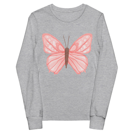 Pink Butterfly - Sustainably Made Kids Long Sleeve T-shirt