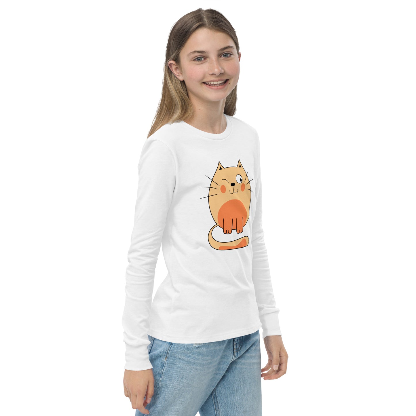 Orange Cat - Sustainably Made Kids Long Sleeve T-shirt